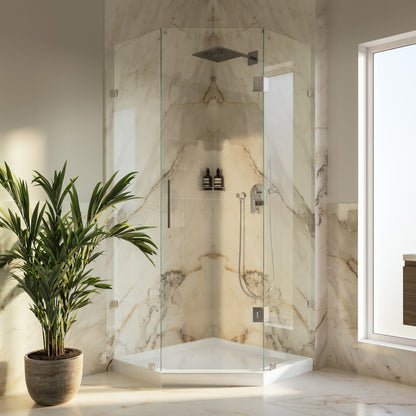 Marquette 36" x 36" Neo-Angle Single-Threshold Shower Pan Base with Center Drain in Glossy White