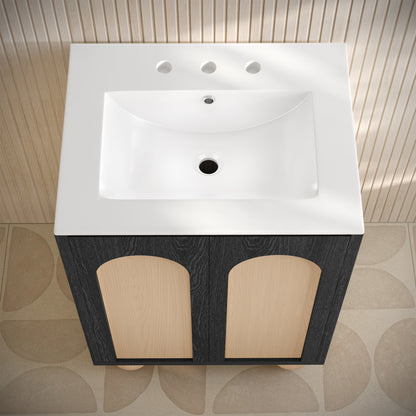 Plaisir II 24" Freestanding Bathroom Vanity in Black Oak with 3-Hole Widespread Sink Top