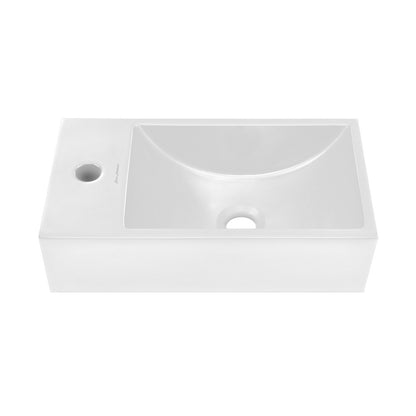 Lisse 16" Concrete Rectangle Wall-Mounted Sink with Left Side Faucet Mount in Matte White