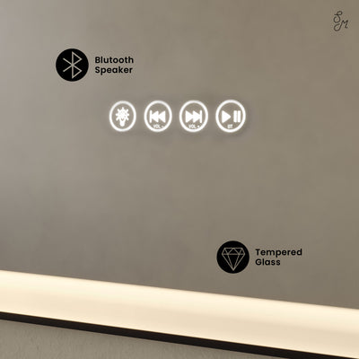 Carre 24" x 36" Rectangular LED Anti-Fog Smart Mirror with Bluetooth