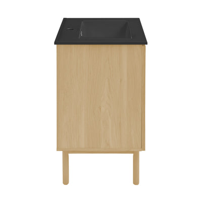 Classe 18" Freestanding Bathroom Vanity in Natural Oak with Black Sink Top