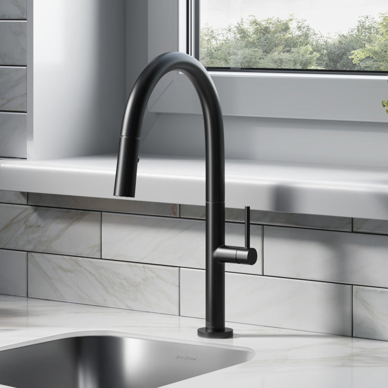 Chalet Single Handle, Pull-Down Kitchen Faucet in Matte Black