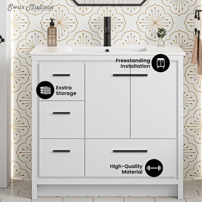 Virage 36 Freestanding, Bathroom Vanity in White