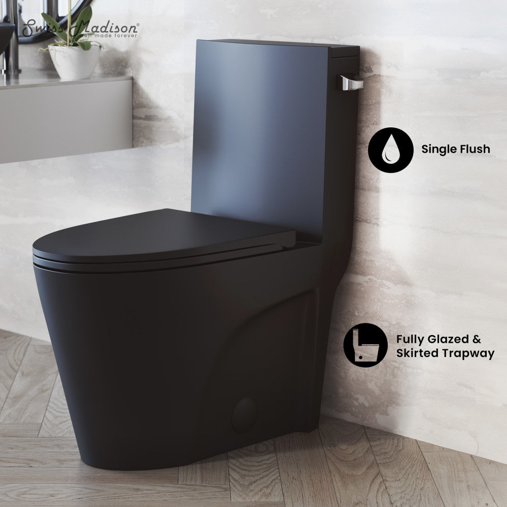 St. Tropez One-Piece 12" Rough-in 1.28 GPF Right-Hand Vortex Flush Elongated Toilet in Matte Black