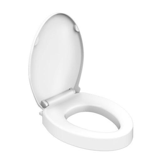 Ryse 3 in. Raised Elongated Soft Close ADA Compliant Toilet Seat in Glossy White