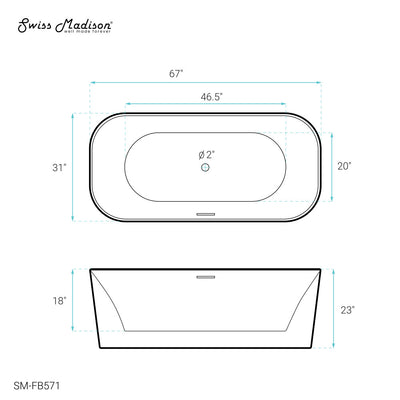 Concorde 67" Freestanding Bathtub