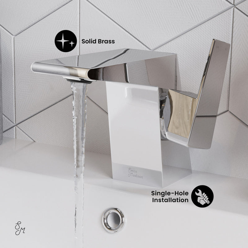 Carre Single Hole, Single-Handle, Bathroom Faucet in Chrome
