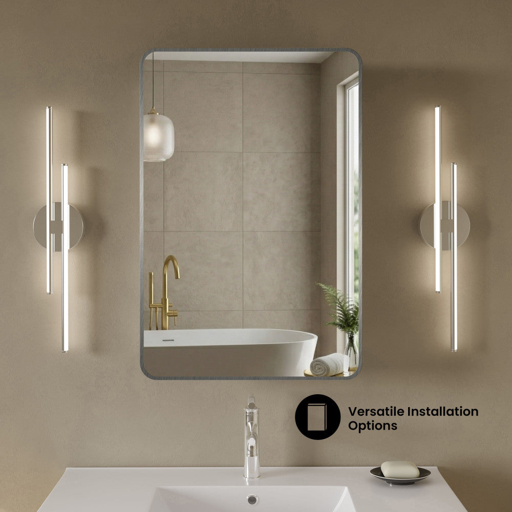 Pierre 20 x 30 Rectangle Recessed/Wall Mount Medicine Cabinet with Mirror in Polished Chrome