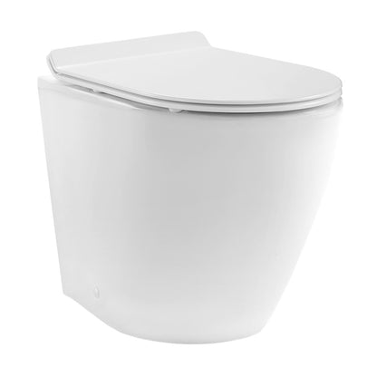 St. Tropez Back-to-Wall Toilet Bundle 0.8/1.6 GPF Dual Flush in Glossy White with White Flush Plate