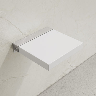 Avenir 14" x 13" Folding Wall-Mounted Shower Seat in Glossy White, PU Leather Padded