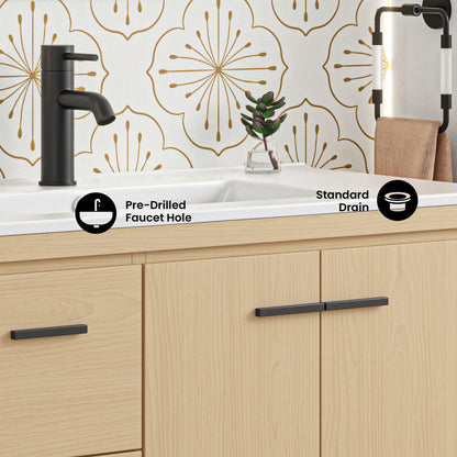 Virage 36" Freestanding Bathroom Vanity in Natural Oak with Sink Top