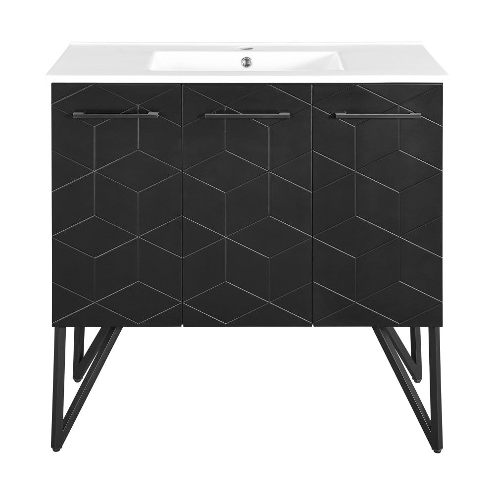Annecy 36" Freestanding Bathroom Vanity in Phantom Black with Sink Top