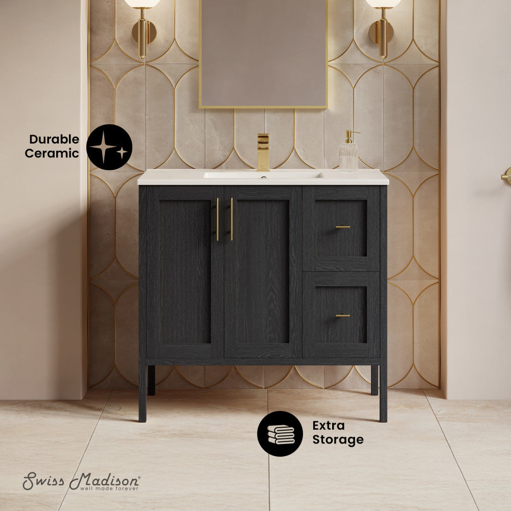 Forme 36" Modular Freestanding Bathroom Vanity with Sink Top in Black Oak