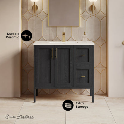 Forme 36" Modular Freestanding Bathroom Vanity with Sink Top in Black Oak