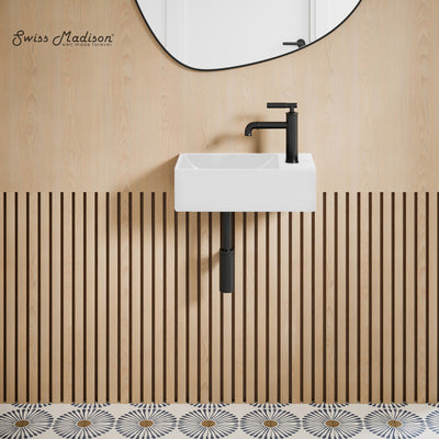 Lisse 16" Concrete Rectangle Wall-Mounted Sink with Right Side Faucet Mount in Matte White