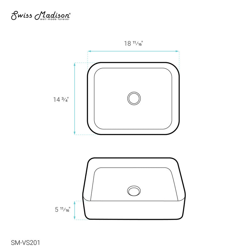 Concorde 19 Rectangle Ceramic Vessel Sink