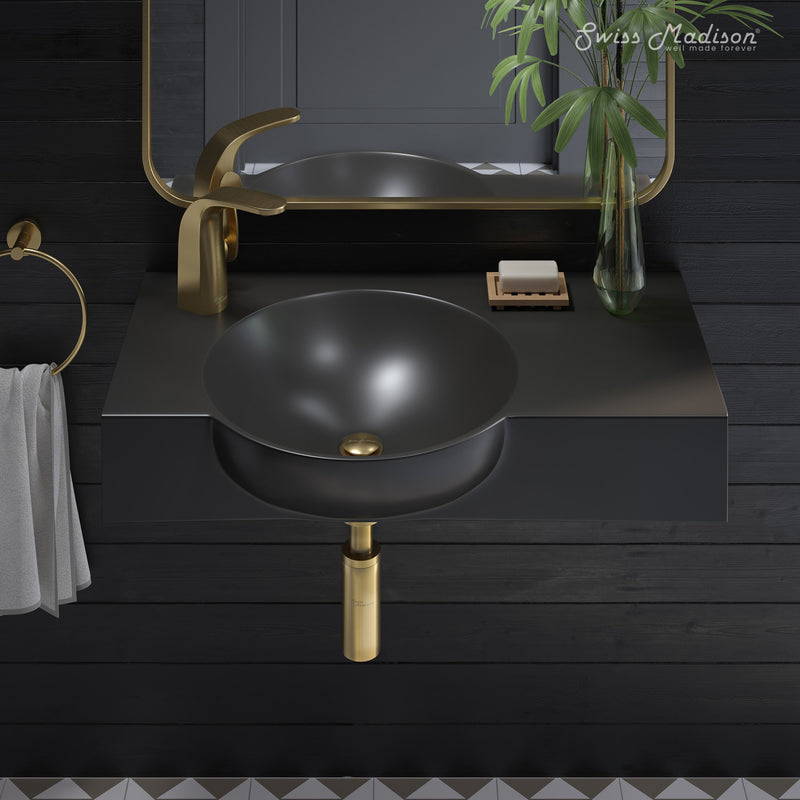 Chateau 30" Right Side Faucet Wall-Mount Bathroom Sink in Matte Black