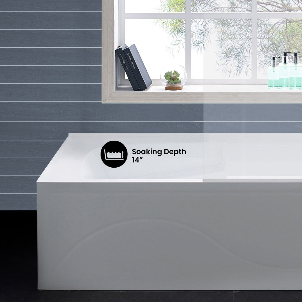 Ivy 54 x 30 Right Drain Soaking Alcove Corner Apron Bathtub in Glossy White