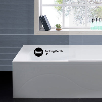 Ivy 54 x 30 Right Drain Soaking Alcove Corner Apron Bathtub in Glossy White