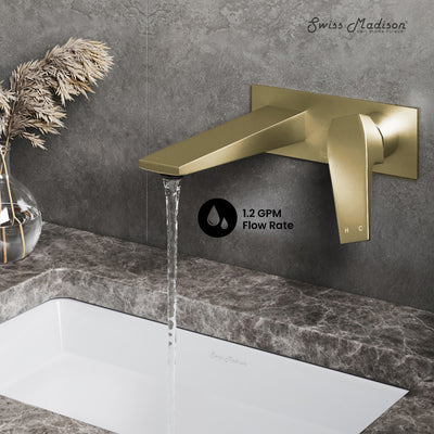 Voltaire Single-Handle, Wall-Mount, Bathroom Faucet in Brushed Gold