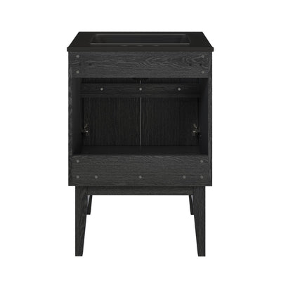 Bosse 24" Freestanding Bathroom Vanity in Black Oak with Black 3-Hole Centerset Sink Top