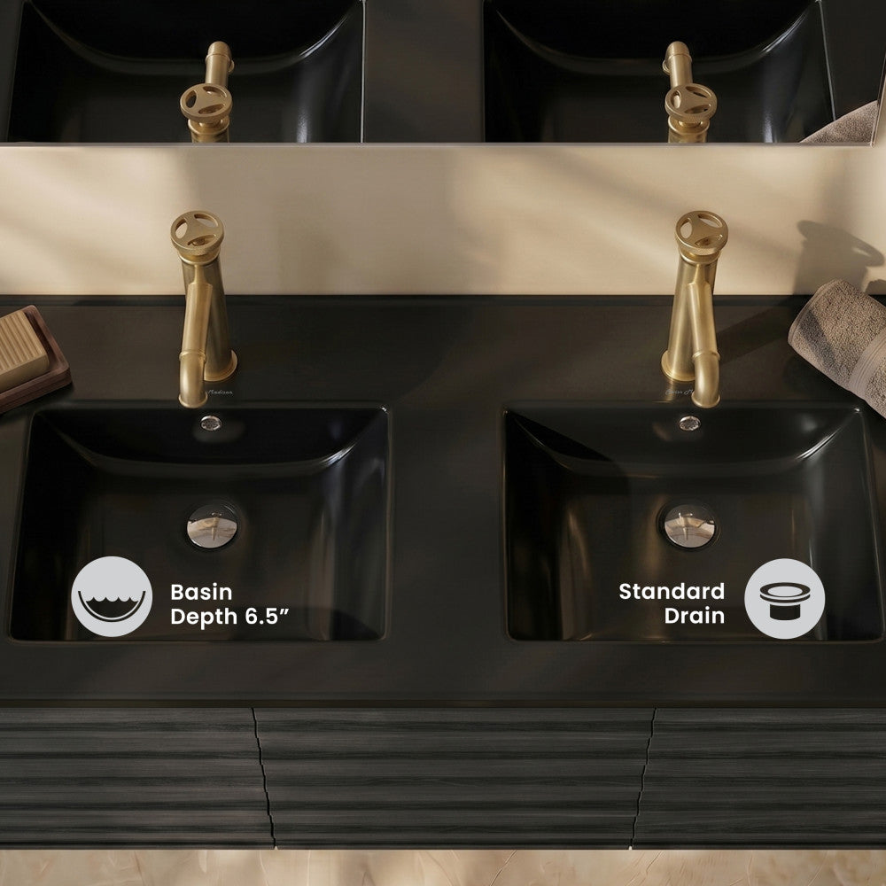 60 inch Vanity Top Bathroom Sink in Matte Black