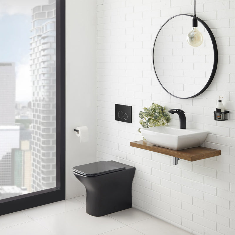Carre Back-to-Wall Elongated Toilet Bowl in Matte Black