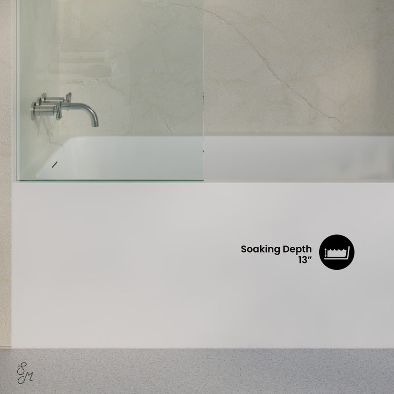 Voltaire 72 x 32 Skirted Left Drain Soaking Alcove Bathtub in Glossy White, Drain Included