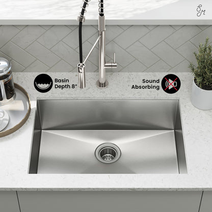 Tourner 26 x 18 Stainless Steel, Single Basin, Undermount Kitchen Sink