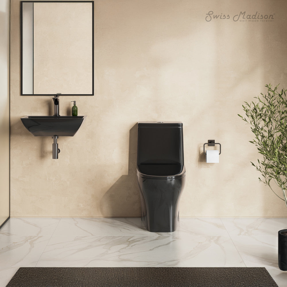 Sublime II One-Piece 12" Rough-in 1.1/1.6 GPF Dual Top Flush Round Compact Toilet in Glossy Black