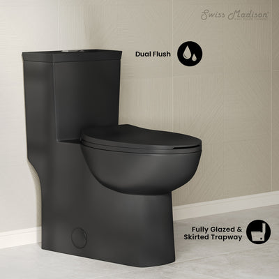 Classe One-Piece 12" Rough-in 1.1/1.6 GPF Dual Top Flush Toilet in Matte Black