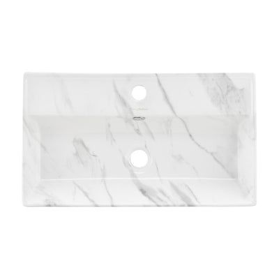 Claire 22" Rectangle Wall-Mount Bathroom Sink in White Marble