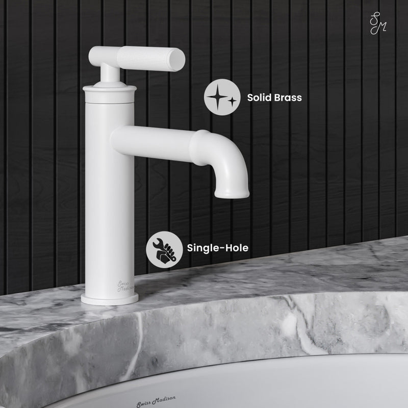 Avallon Single Hole, Single-Handle Sleek, Bathroom Faucet in Matte White