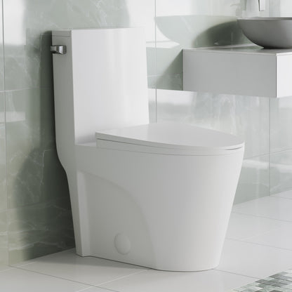 St. Tropez One-Piece 10" Rough-in 1.28 GPF Left-Hand Vortex Flush Elongated Toilet in Matte White