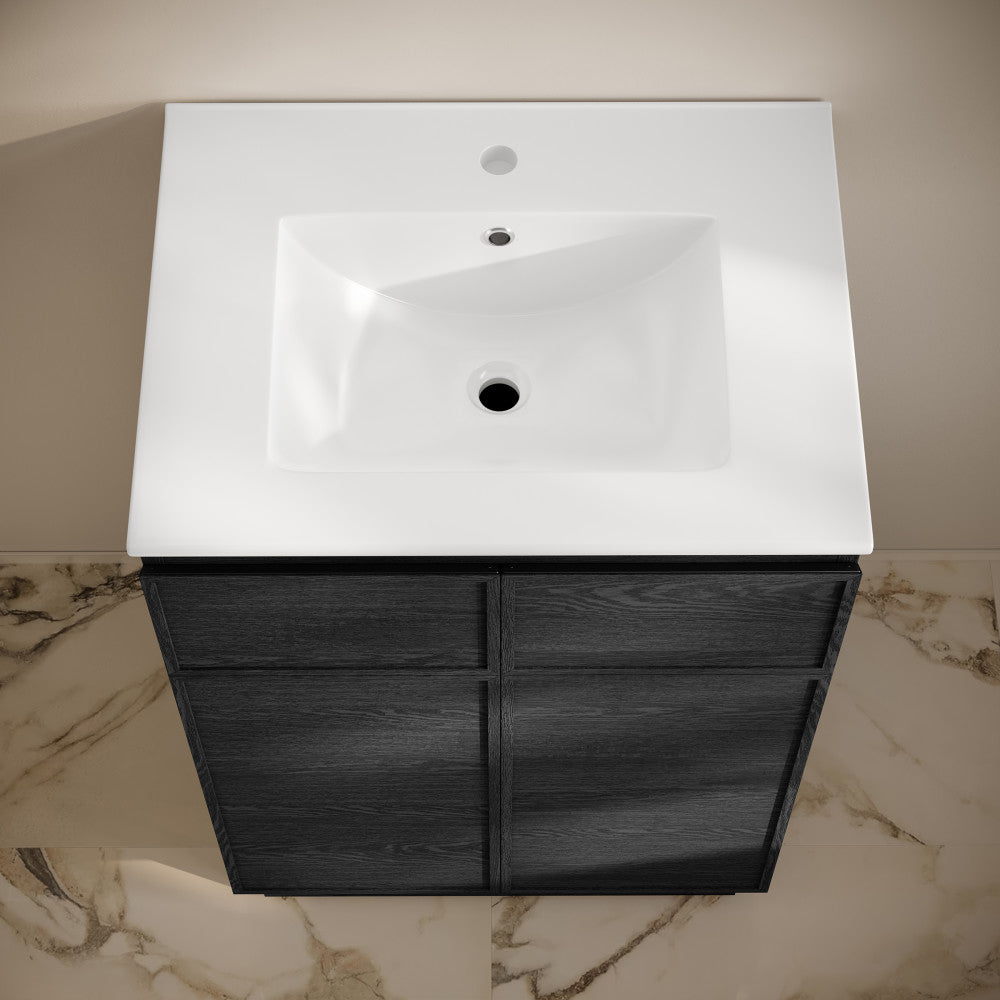 St. Tropez 24" Freestanding Bathroom Vanity in Black Oak with Sink Top