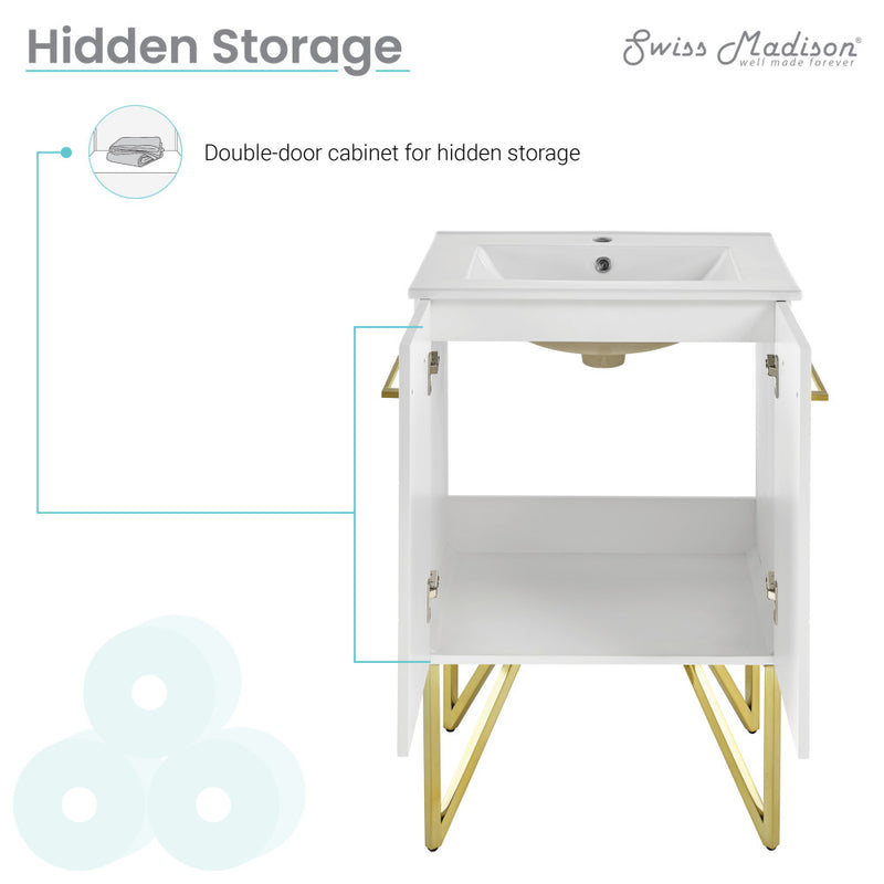 Annecy 24" Freestanding Bathroom Vanity in Galaxy White with Sink Top