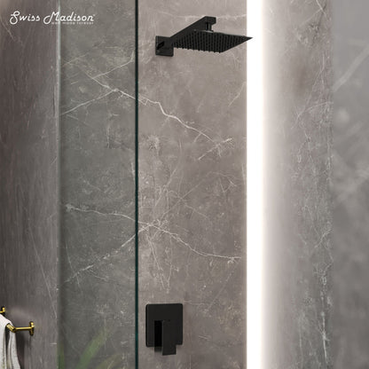 Concorde Single-Handle 1 Spray 8" Wall Mounted Fixed Shower Head in Matte Black (Valve Included)