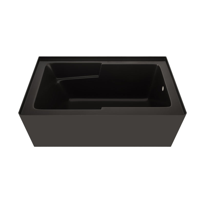 Voltaire 54 x 30 Skirted Right Drain Soaking Alcove Bathtub in Glossy Black with Integrated Armrest