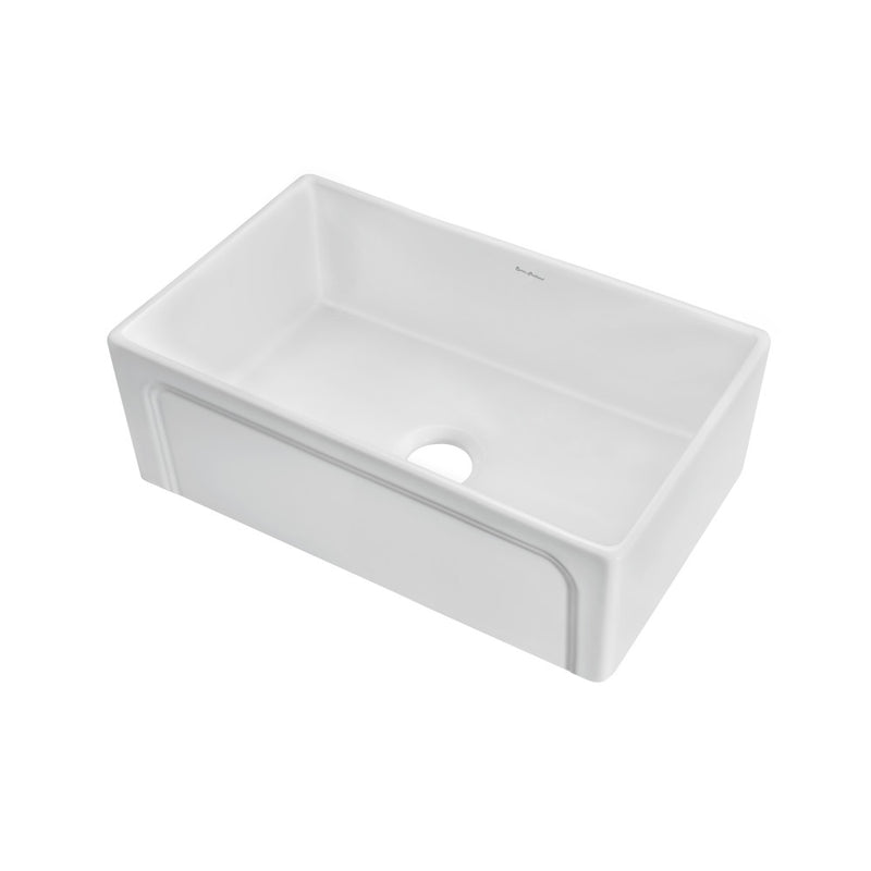 Lyon 30 x 18 Fireclay, Single Basin, Farmhouse Kitchen Sink in White