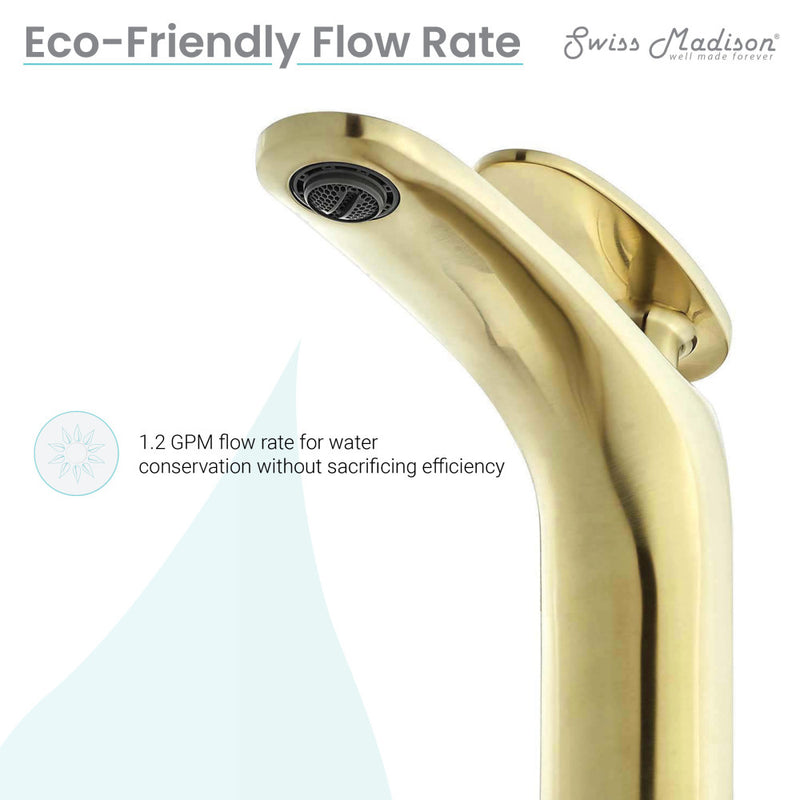 Sublime Single Hole, Single-Handle, High Arc Bathroom Faucet in Brushed Gold