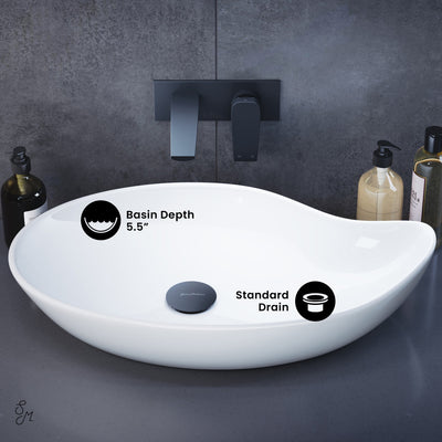 Daxton Glossy White Ceramic Specialty Vessel Sink 25.5 in