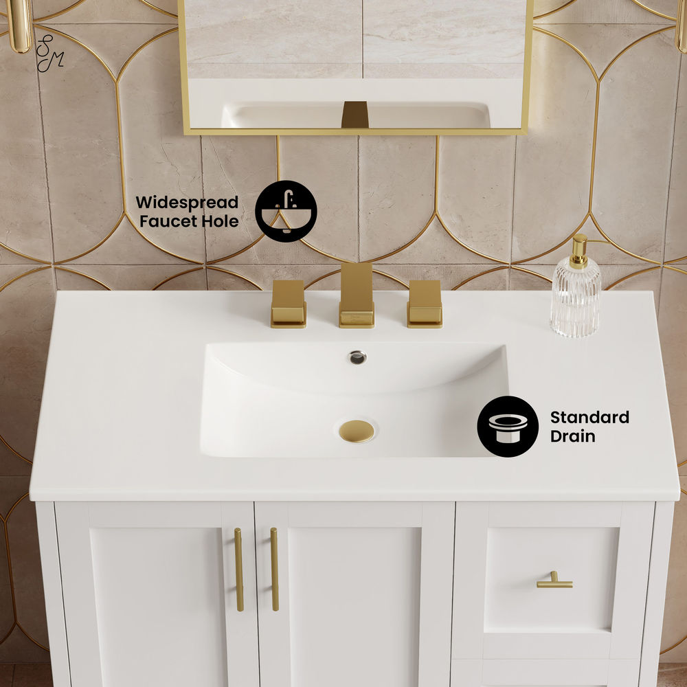 Forme 36" Modular Freestanding Bathroom Vanity with 3-Hole Widespread Top in White