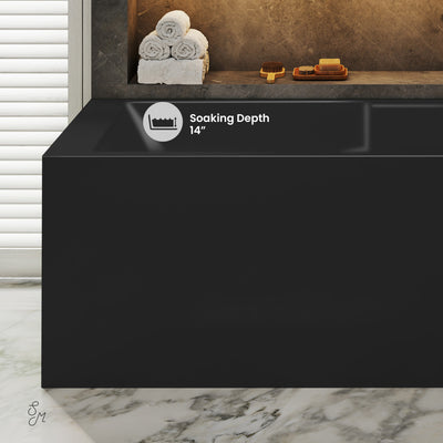 Voltaire 60 x 32 Right Drain Soaking Alcove Corner Apron Bathtub in Matte Black