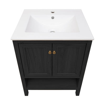 Château 24" Freestanding Bathroom Vanity in Black Oak with Sink Top