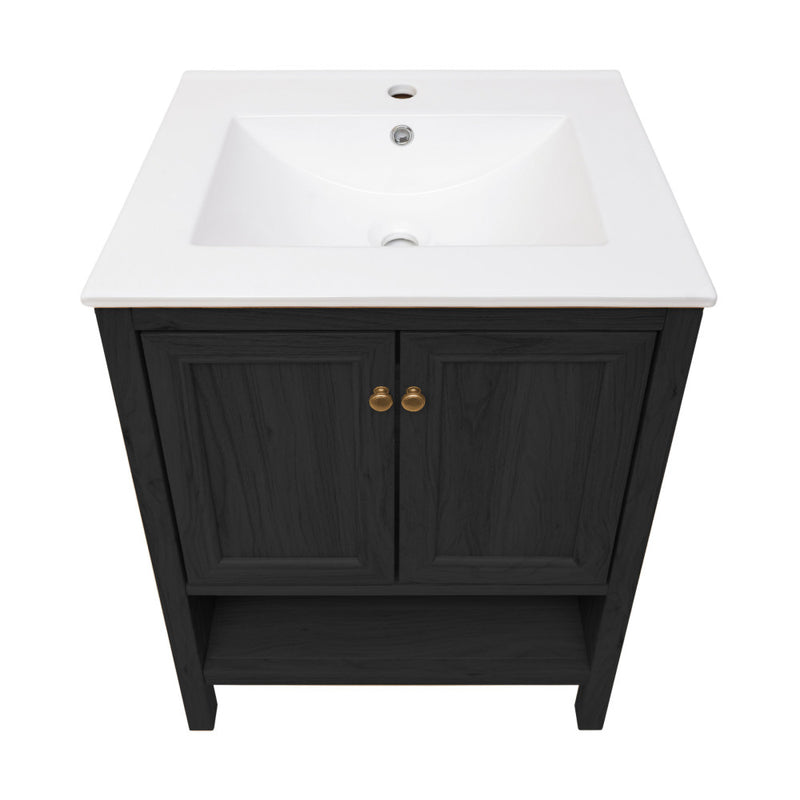 Château 24" Freestanding Bathroom Vanity in Black Oak with Sink Top