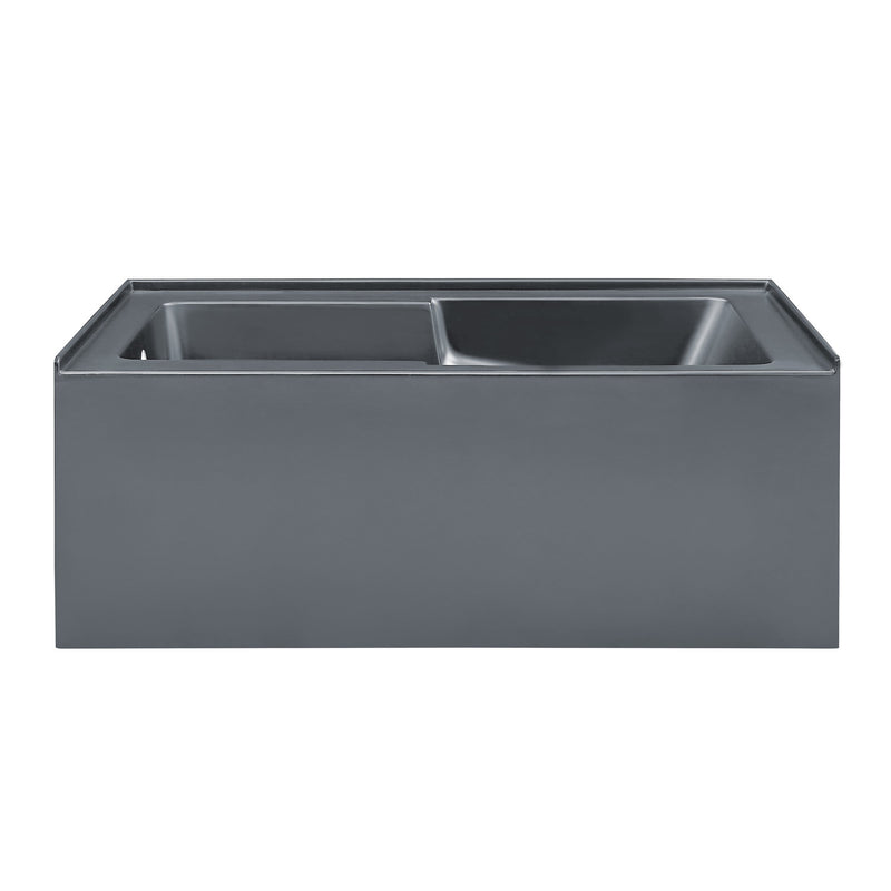 Voltaire 60" x 32" Left-Hand Drain Alcove Bathtub with Apron and Armrest in Matte Grey