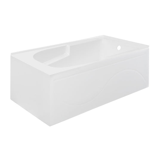 Ivy 54 x 30 Right Drain Soaking Alcove Corner Apron Bathtub in Glossy White
