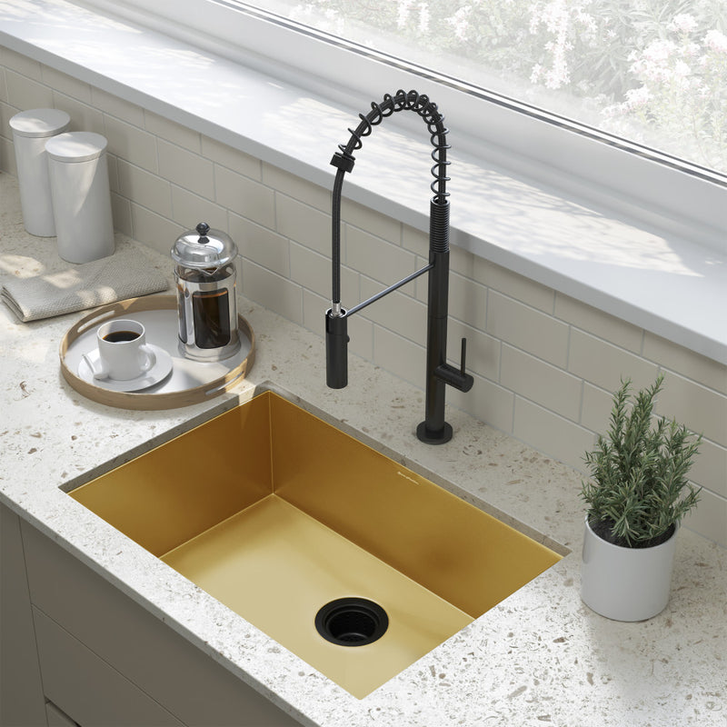 Tourner 26 x 18 Stainless Steel, Single Basin, Undermount Kitchen Sink, Gold