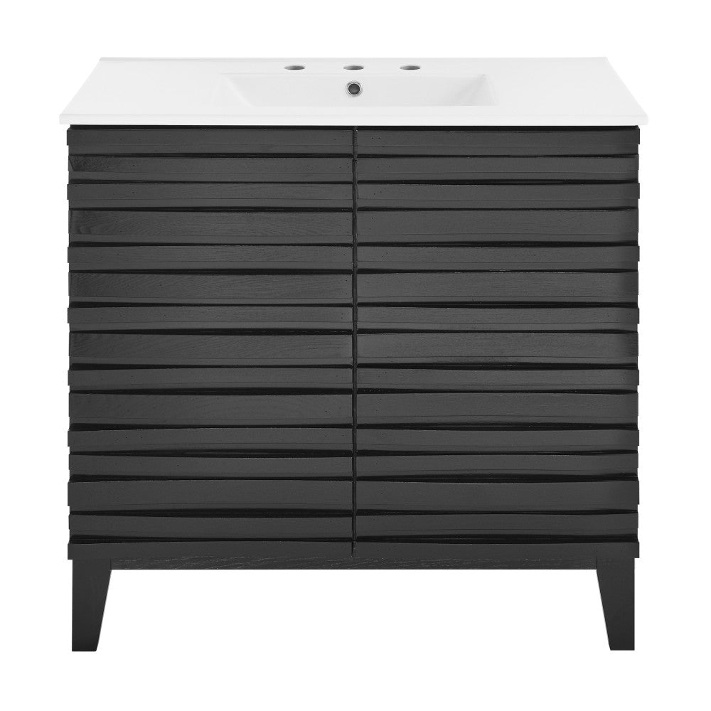 Cascade 30" Freestanding Bathroom Vanity in Black Oak with 3-Hole Widespread Sink Top