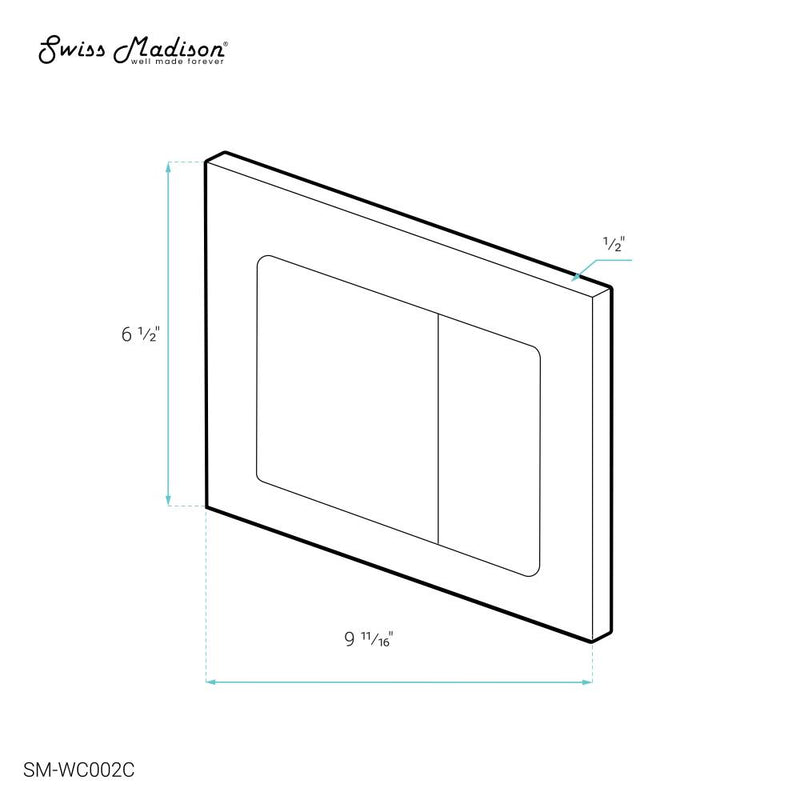 Wall Mount Dual Flush Actuator plate with Square Push Buttons in Matte Chrome